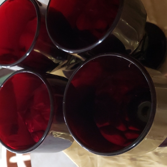 Cranberry vintage footed Libby Goblets - Picture 2 of 3